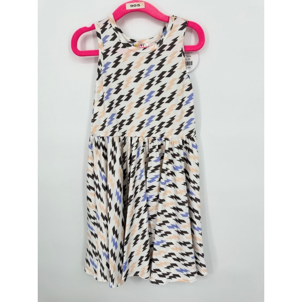 Dotdotsmile Girls Tank Dress Size 3/4 Multi Color Lighting Bolts New with Tags